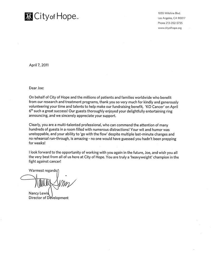 Letter from charity